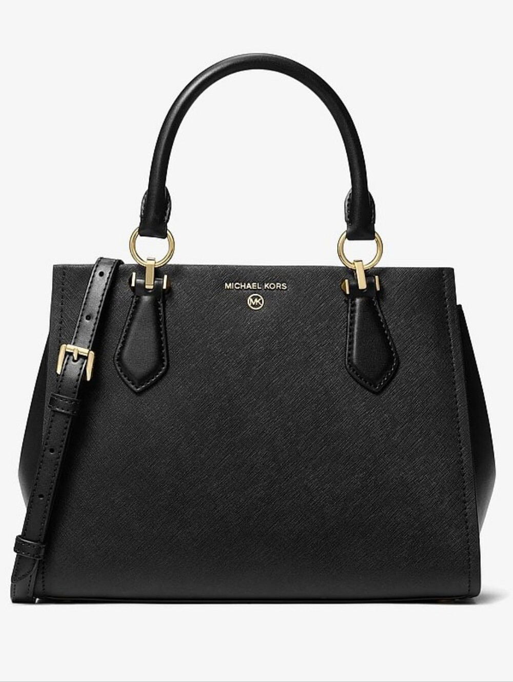 NEW MICHAEL Michael Kors Marilyn Medium Leather Satchel Black - Picture 2 of 8